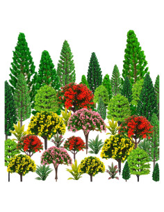 MOMOONNON 32pcs Árboles Modelo 2.79-12.95cm Decoración