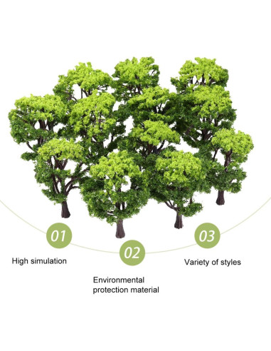 12 Árboles Miniatura Verdes FOMIYES 10 cm para Diorama