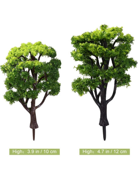 12 Árboles Miniatura Verdes FOMIYES 10 cm para Diorama