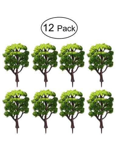 12 Árboles Miniatura Verdes FOMIYES 10 cm para Diorama