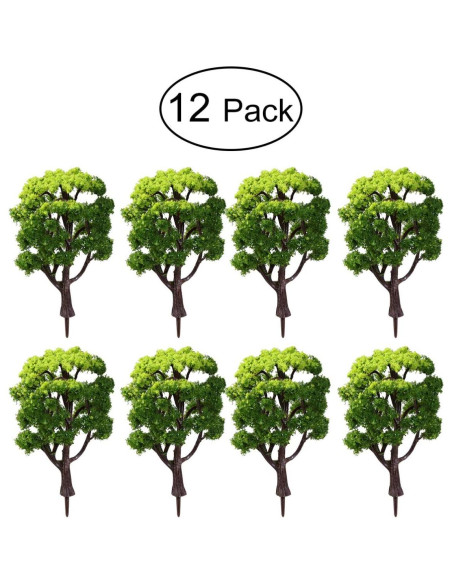 12 Árboles Miniatura Verdes FOMIYES 10 cm para Diorama