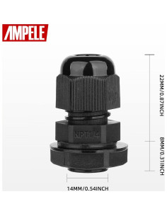 Glandes de Cable Impermeables Ajustables AMPELE 1/4" - Paquete de 50 2