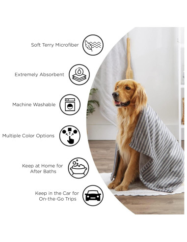 Toalla de Baño para Mascotas Bone Dry Microfibra 104x60 cm Gris