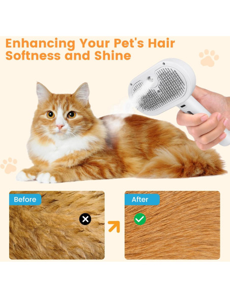 Cepillo de vapor para gatos FourSeas 3 en 1 con spray