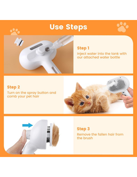 Cepillo de vapor para gatos FourSeas 3 en 1 con spray