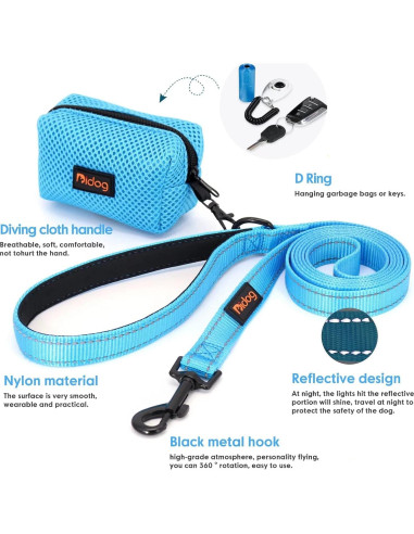Correa Reflectante Didog de Nylon 182 cm con Dispensador Azul