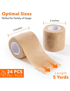 Venda Cohesiva Autoadhesiva Wecarez 2" x 5yds - 24 Rollos Piel 2