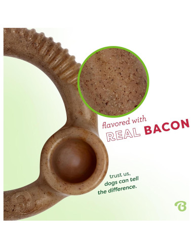 Benebone Anillo Masticable Duradero para Perros Mediano Tocino