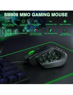Ratón Gaming SOLAKAKA SM809 RGB 22800 DPI 9 Botones 2