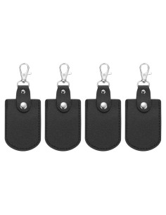 Llaveros de Cuero PATIKIL Negro 12x5 cm - 4 Unidades