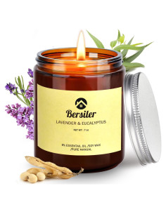 Vela Aromática de Cera de Soja Bersiler 200g Lavanda Eucalipto