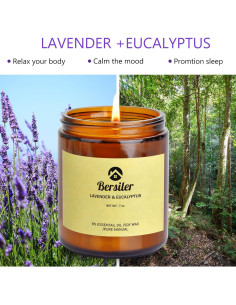 Vela Aromática de Cera de Soja Bersiler 200g Lavanda Eucalipto 2