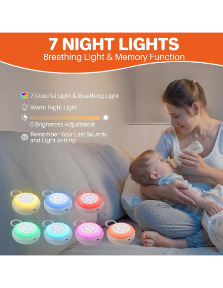 Máquina de Sonido Portátil FUNYKICH con Luz Nocturna 24 Sonidos