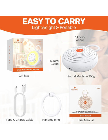 Máquina de Sonido Portátil FUNYKICH con Luz Nocturna 24 Sonidos