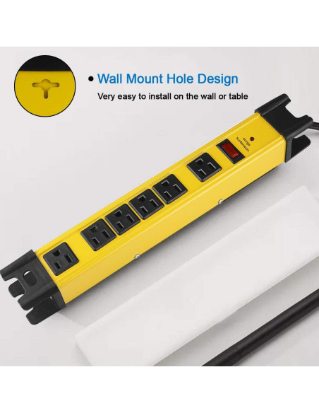 Regleta de Sobretensión CCCEI 6 Enchufes 15A 1200J Amarillo 1.83M
