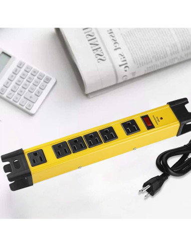 Regleta de Sobretensión CCCEI 6 Enchufes 15A 1200J Amarillo 1.83M