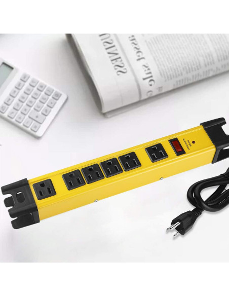 Regleta de Sobretensión CCCEI 6 Enchufes 15A 1200J Amarillo 1.83M