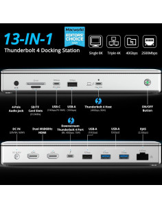 Dock Thunderbolt 4 WAVLINK 13-en-1 Doble HDMI 4K 60Hz 2