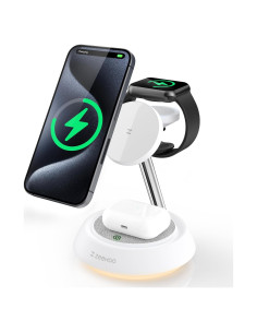 Estación de Carga Inalámbrica 3 en 1 ZEEHOO con Luz Nocturna