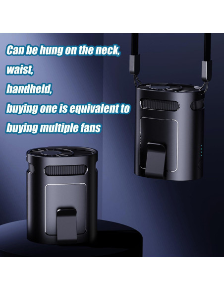 Ventilador Clip de Cintura BananaDeer, Recargable, 4 Velocidades
