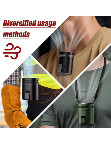 Ventilador Clip de Cintura BananaDeer, Recargable, 4 Velocidades