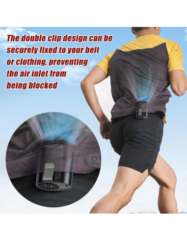 Ventilador Clip de Cintura BananaDeer, Recargable, 4 Velocidades