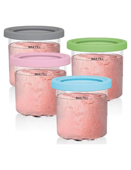 Contenedores de Pint 16oz Kaluly para Ninja Creami - Paquete de 4