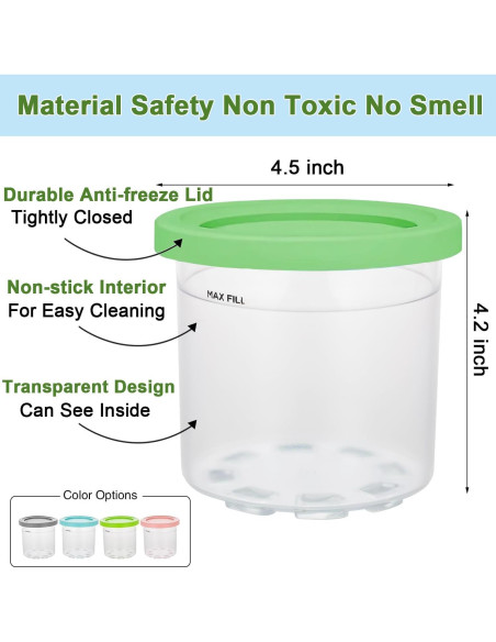 Contenedores de Pint 16oz Kaluly para Ninja Creami - Paquete de 4