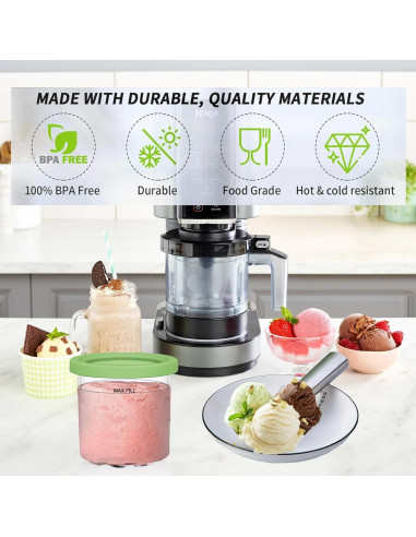 Contenedores de Pint 16oz Kaluly para Ninja Creami - Paquete de 4