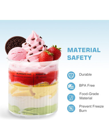 Contenedores de Helado MIKESIER 24oz - Paquete de 4, Apto para Ninja Creami