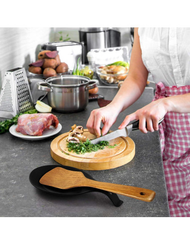 Soportes de Cuchara de Silicona DOITOOL 2 Piezas Negro