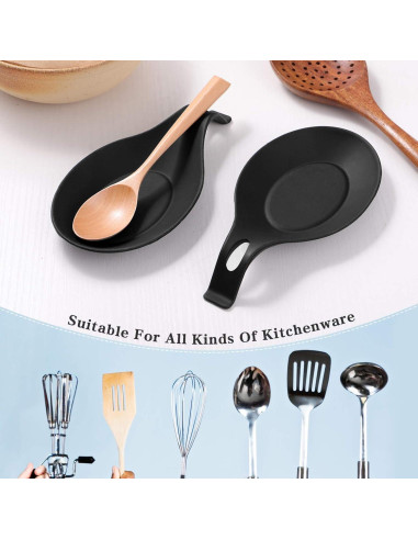 Soportes de Cuchara de Silicona DOITOOL 2 Piezas Negro