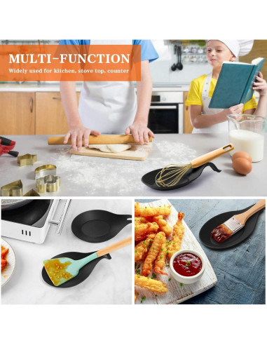 Soportes de Cuchara de Silicona DOITOOL 2 Piezas Negro