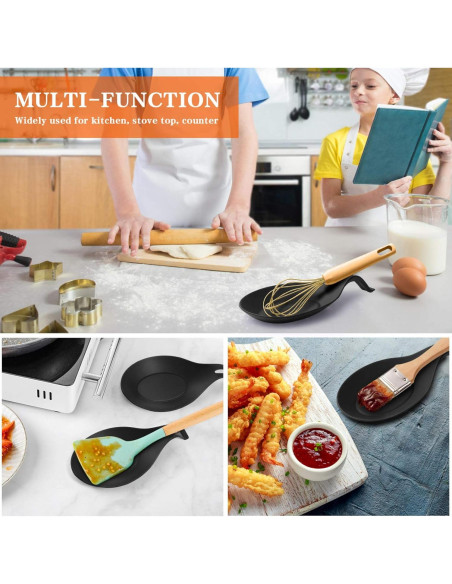 Soportes de Cuchara de Silicona DOITOOL 2 Piezas Negro