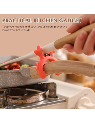 Soporte de Cuchara de Silicona SAMIQU Cangrejo 4 Pcs