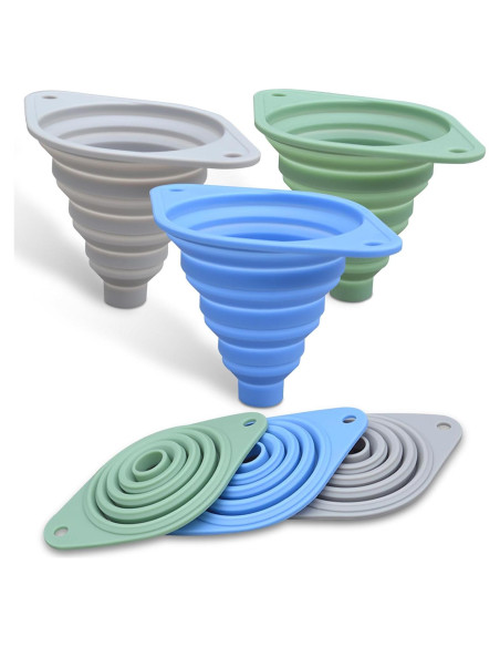 Juego de 3 Embudos de Silicona Plegables VAYRMEU para Cocina