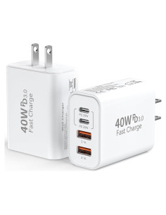 Cargador Rápido USB C 40W 4 Puertos Shenzhen XD2024 Blanco