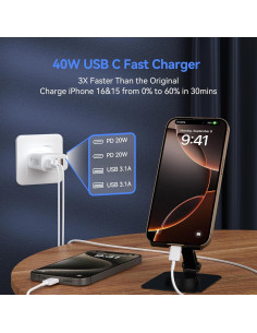 Cargador Rápido USB C 40W 4 Puertos Shenzhen XD2024 Blanco 2