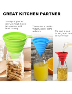 Juego de 3 embudos de cocina BUBBLEMILK de silicona 2
