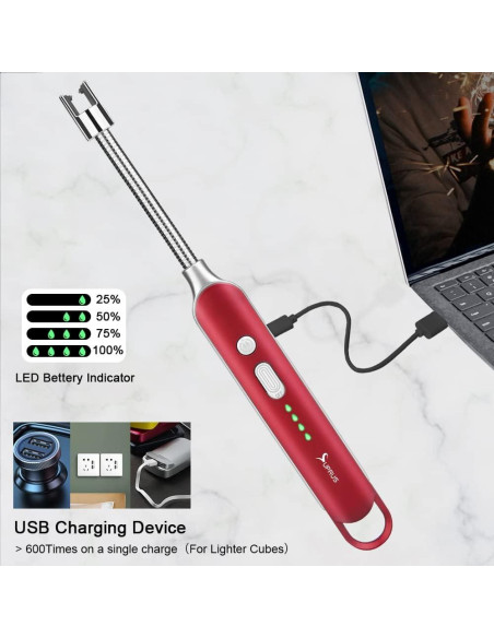 Encendedor Eléctrico SUPRUS Recargable USB Cuello Flexible 10,41 cm