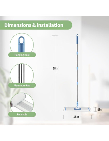 Sistema de limpieza mopas microfibra CQT 45,72 cm con 4 almohadillas