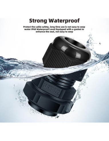 Conector de Cable NPT 12 Piezas IP68 Nylon PA66