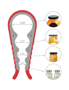 Abridor de frascos 5 en 1 ZUIHUI con mango de silicona rojo 2