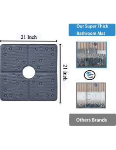 Alfombra de Baño Antideslizante Webos 53x53 cm Gris Oscuro 2