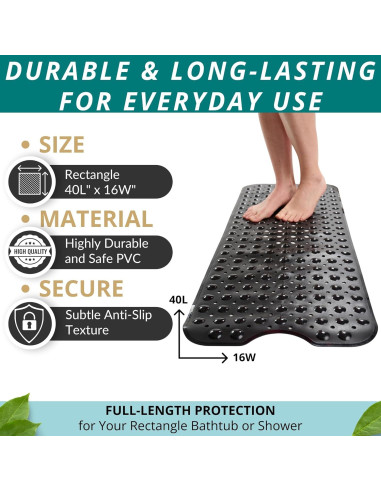 Alfombrilla de Baño Antideslizante ENKOSI 101,6x40,6 cm Negra