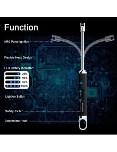 Encendedor Eléctrico Recargable USB ARECTECH Negro 27.18 cm 2