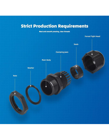 Conector de Cable NPT 12 Piezas IP68 Nylon PA66