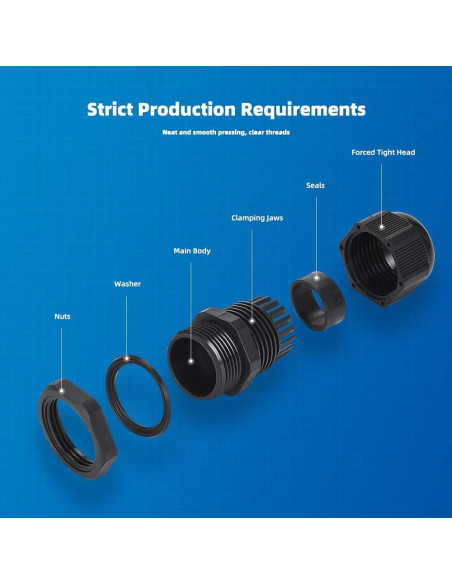 Conector de Cable NPT 12 Piezas IP68 Nylon PA66
