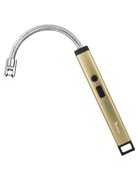 Encendedor Recargable SUPRUS Eléctrico Oro Champán Acero Inoxidable