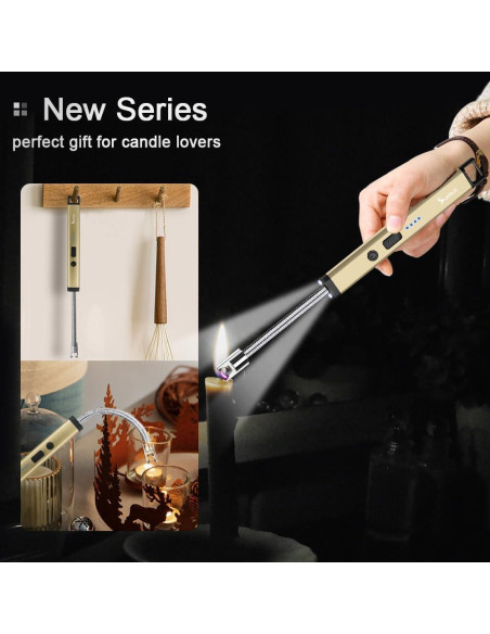 Encendedor Recargable SUPRUS Eléctrico Oro Champán Acero Inoxidable